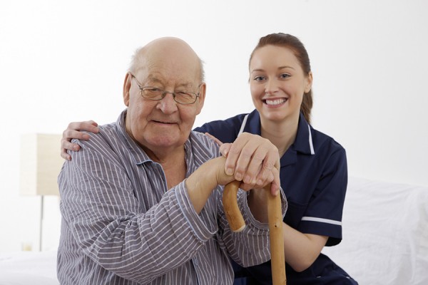 elderly man with nurse