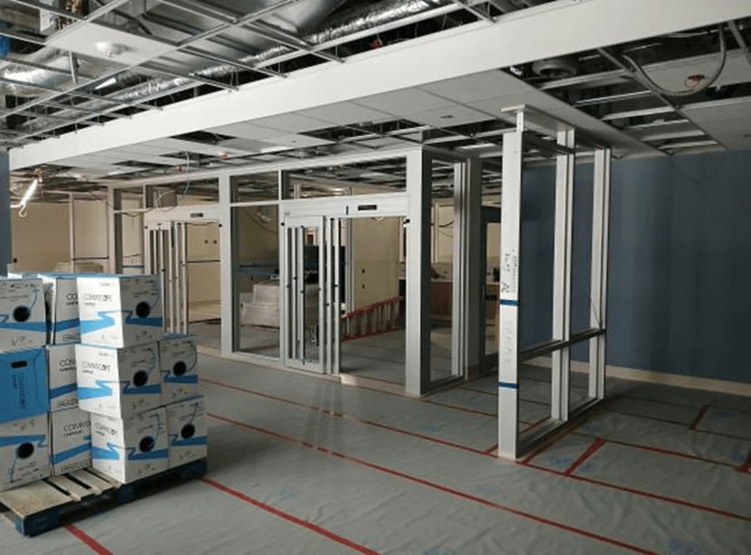 construction of the admitting and triage area at the Portage Regional Health Centre