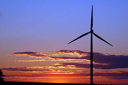 wind turbine at sunset