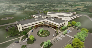 Rendering birds eye view of Portage Regional Health Centre