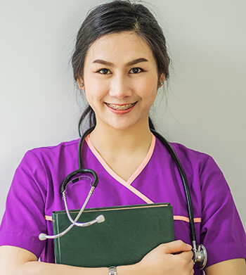 young female student in health care