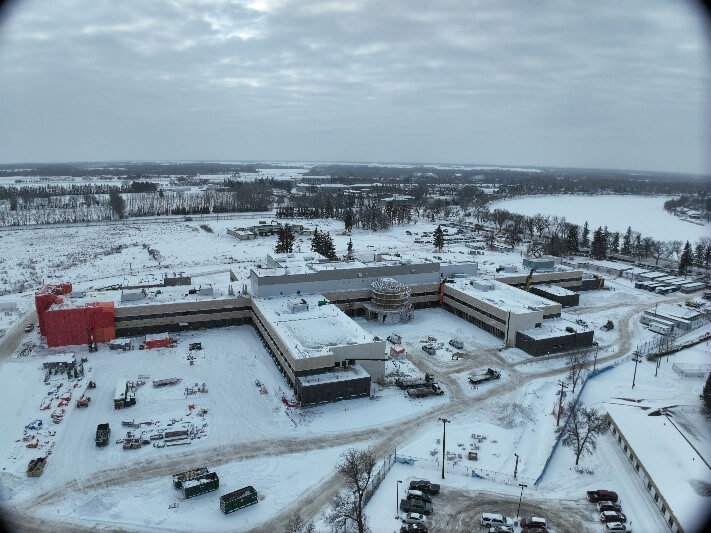 birds eye view of construction site for Portage Regional health centre